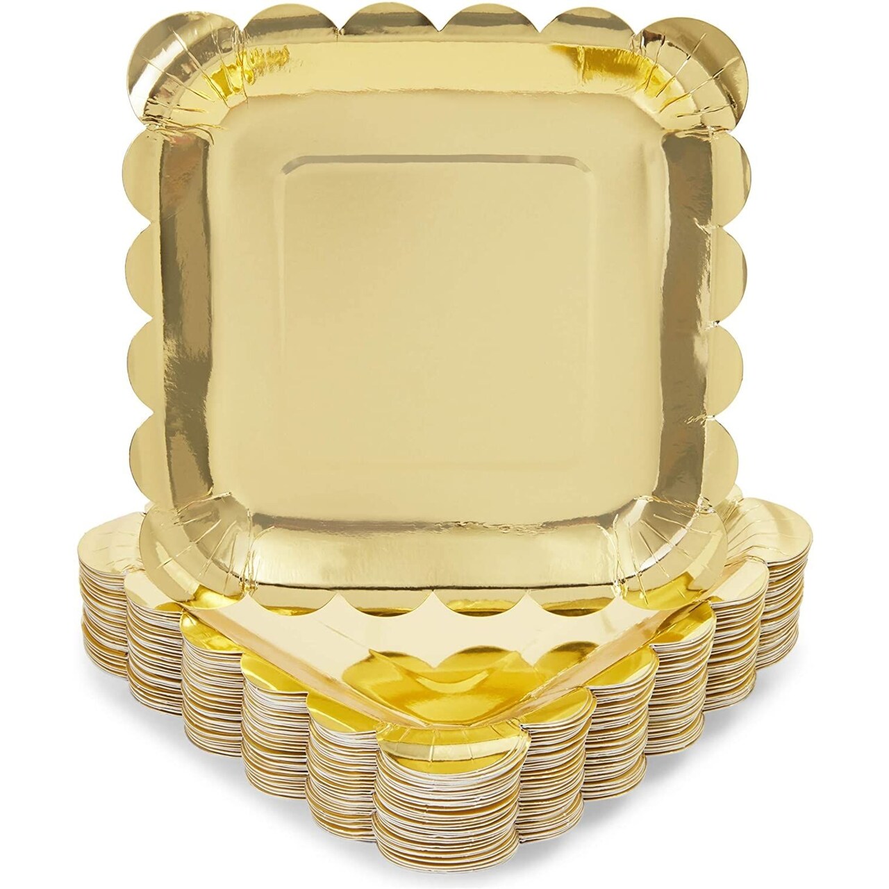 Gold square top paper plates